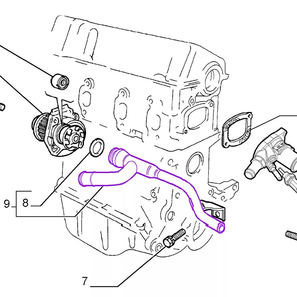 55185422 4680337 For Fiat 500 1.2 Panda 1.1L 1.2L Coolant Water Pipe Replacement