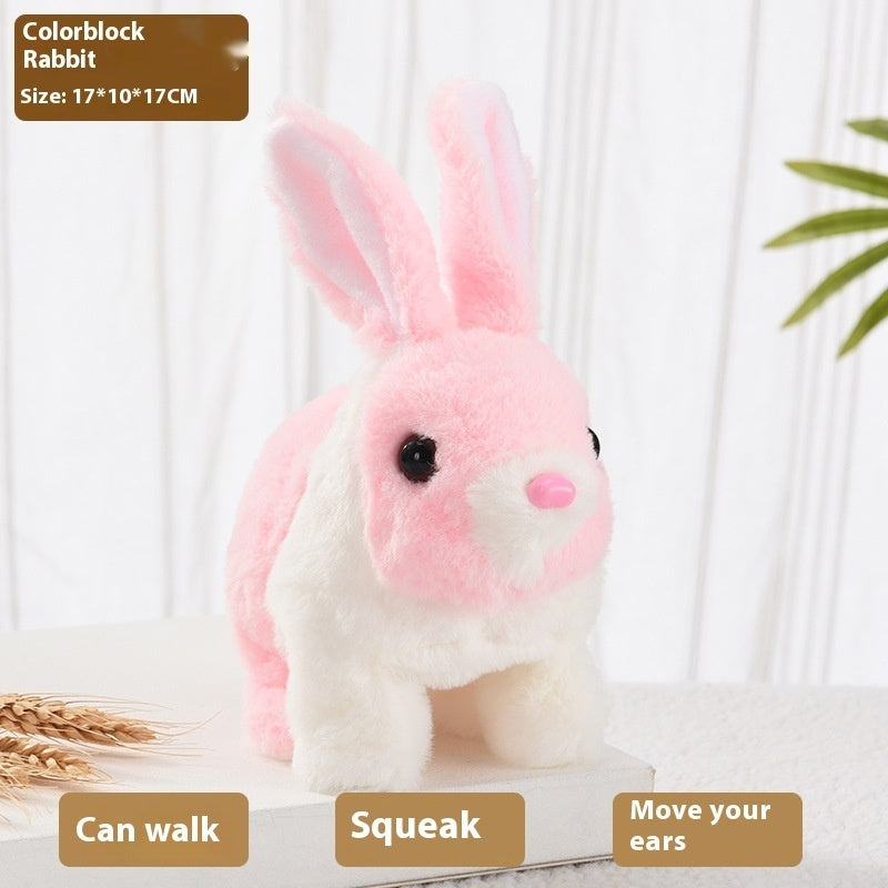 Peluche Électrique Marcher Et Déplacer Bouche Shaking Oreilles Jouet de lapin aux cheveux longs