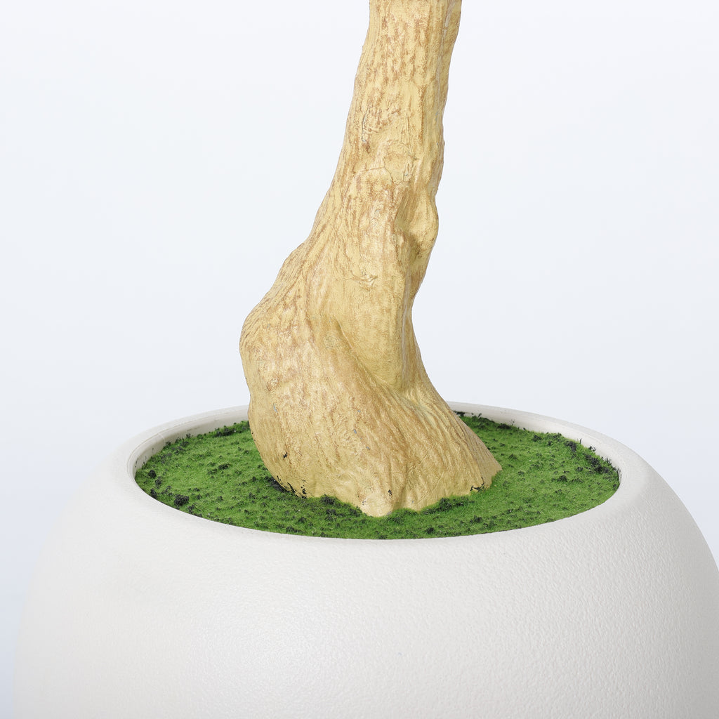 8.2FT Arbre olivier artificiel avec grand pot blanc décoratif