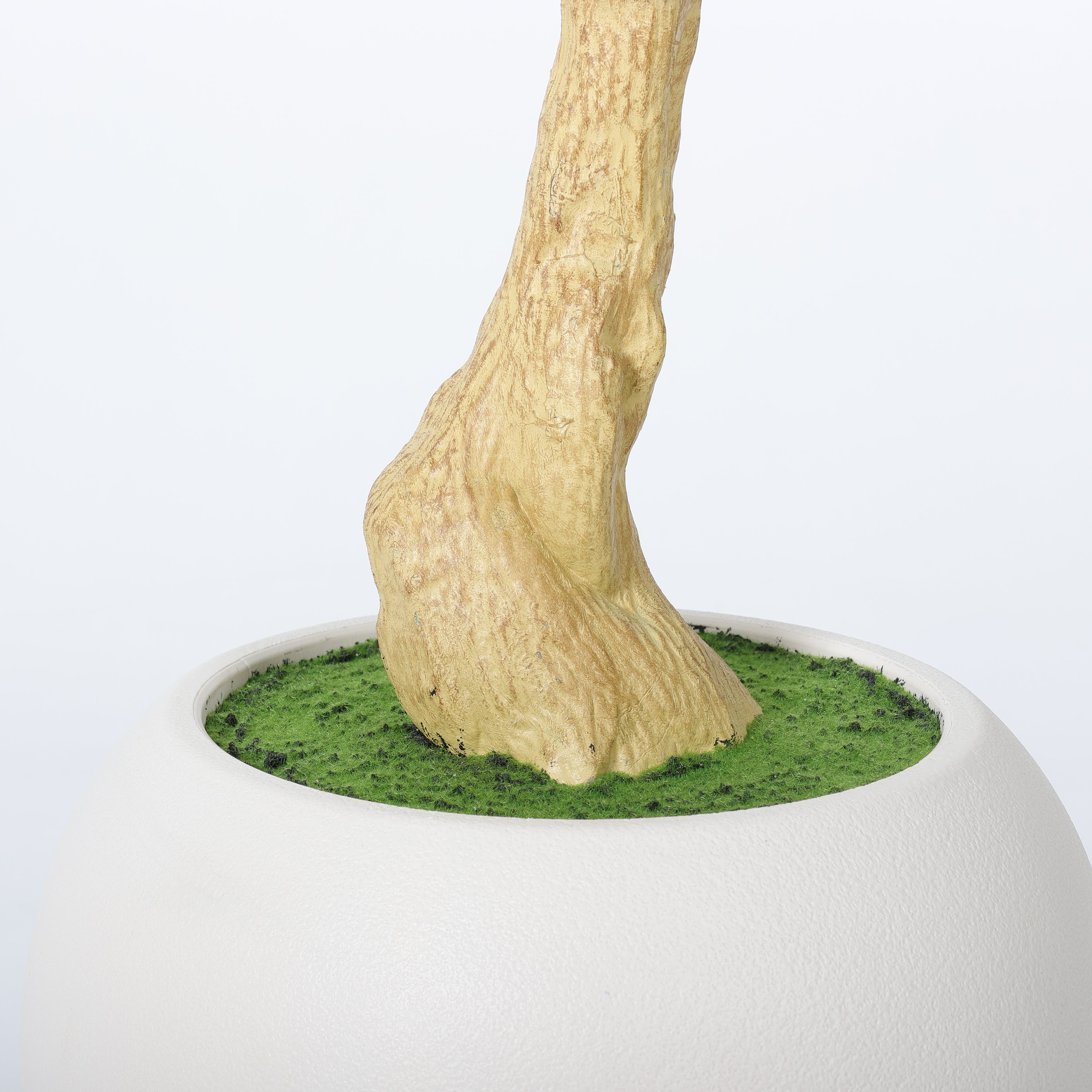 8.2FT Arbre olivier artificiel avec grand pot blanc décoratif