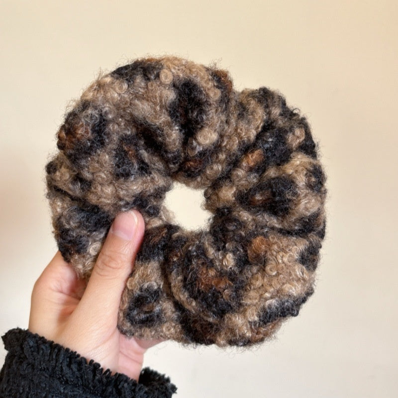 En automne et en hiver en peluche Leopard Bow Balles Clip Tempérament Femme Updo Shark Clip