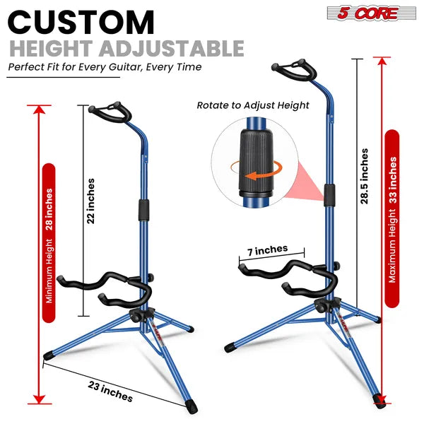5 Support de guitare de base support de sol réglable lourd de service W fixation pour Acoustic Electric Classi