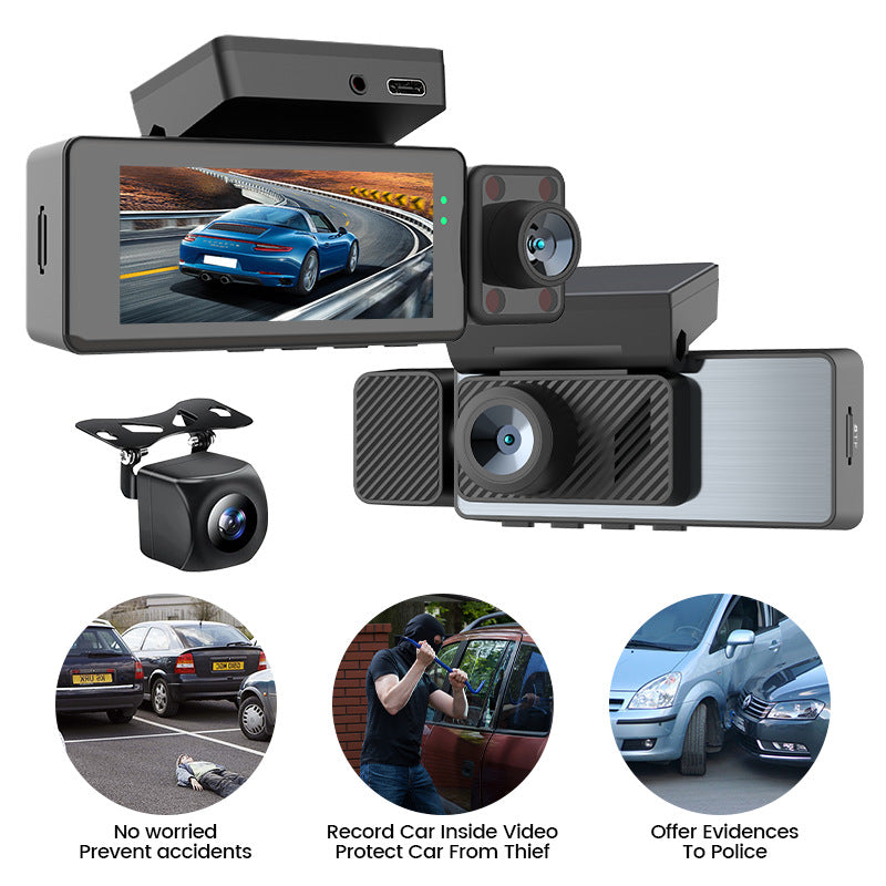 Interconnexion Wi-Fi 3 disques 4K HD Night Vision Driving Recorder