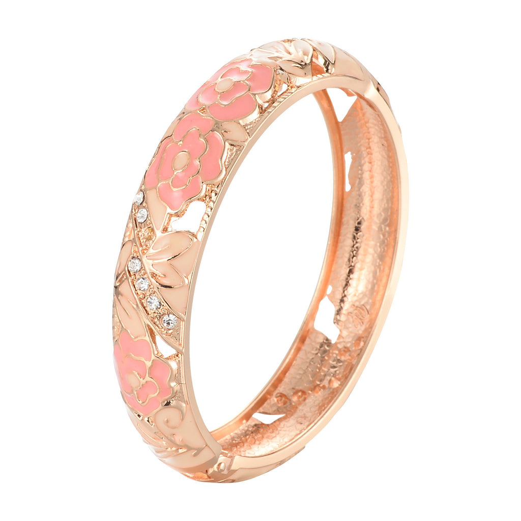 Dai Li Cloisonne Bracelet Vintage Palais Style Émail Drop Huile Bracelet Fleur Série Ouvert