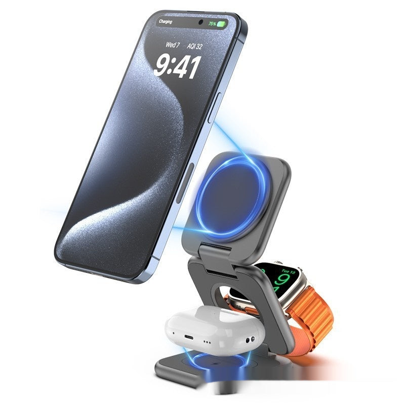 Support de téléphone mobile chargeur magnétique pliable