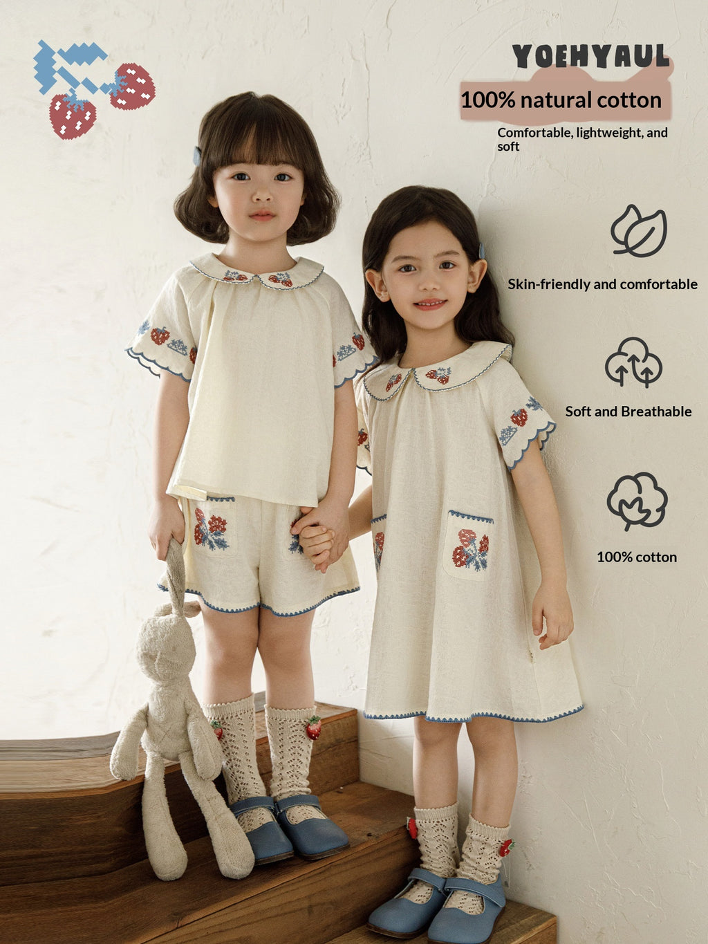 Ensemble de robes de poupée de fraise et de short pour filles