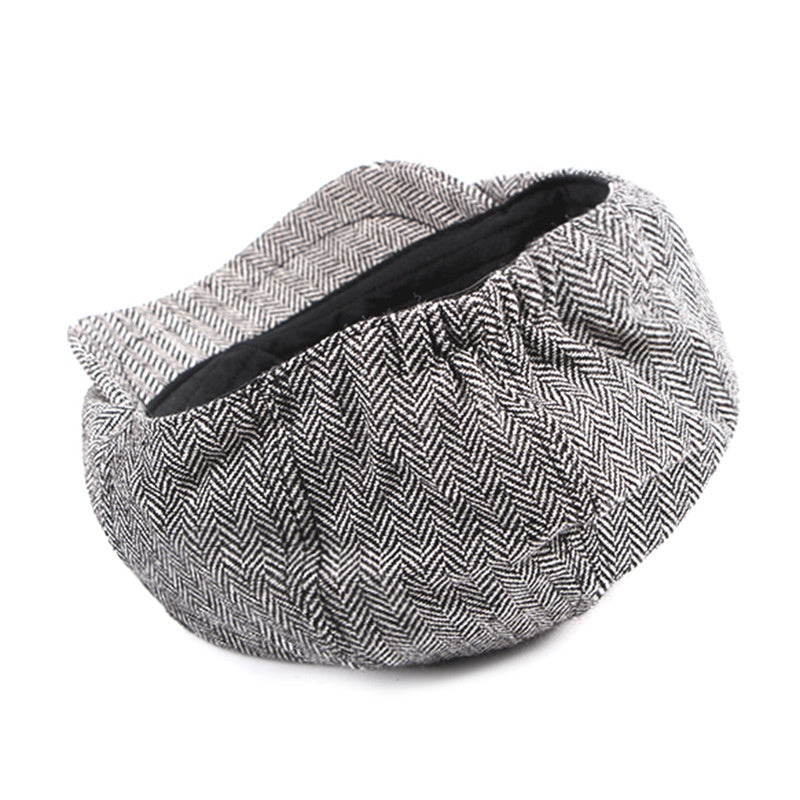 Fashion Retro Octagonal Chapeau Homme Mode Plaid Beret
