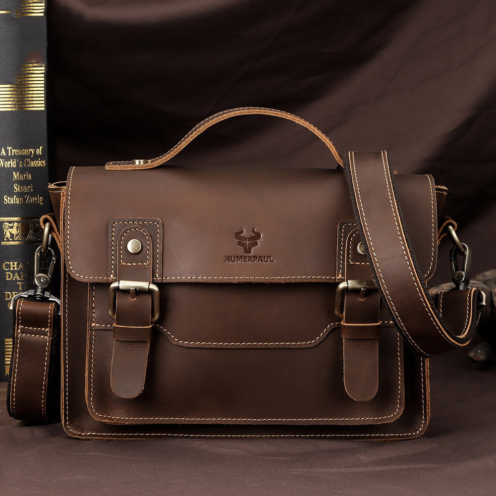 Crazy Horse Crossbody sac en cuir pour hommes