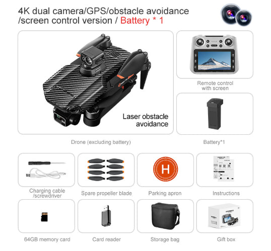 3 axes 4K avec contrôle d'écran et évitement des obstacles pour la photographie aérienne