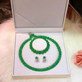 Gao Bing Empereur Green Chalcedony Ball Bracelet Collier Eardrops Costume