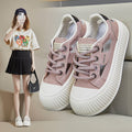 Femmes respirantes Sneakers Casual Hollow-out Chunky-soled Chaussures blanches polyvalentes
