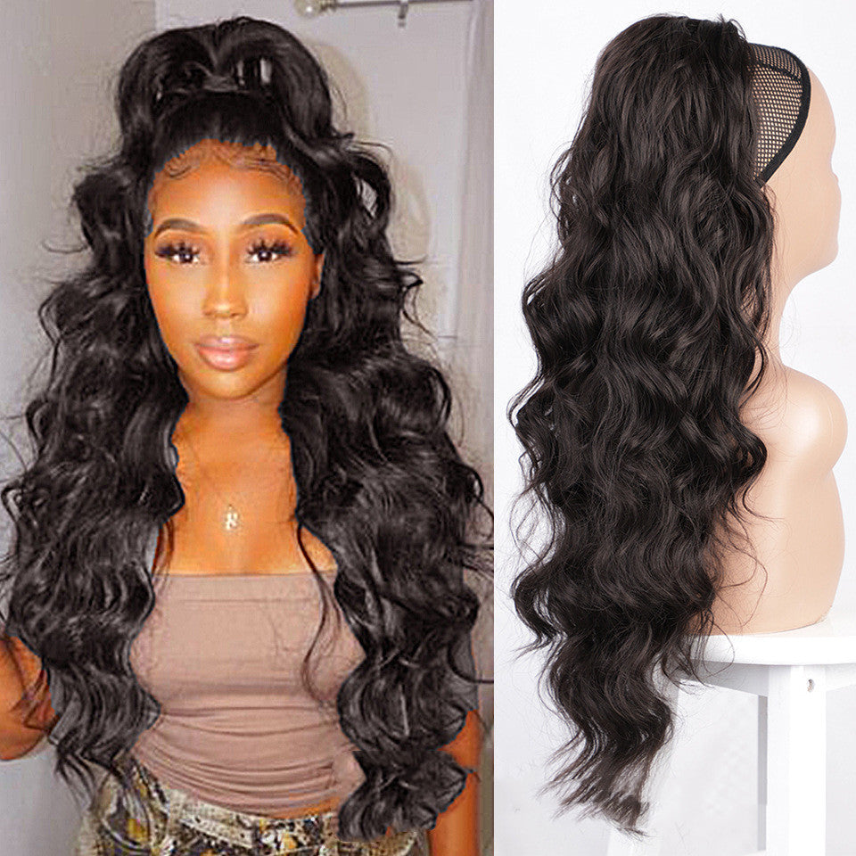 Wig Big Wave Drawstring Ponytail Matte haute température Silk Fiber Wig chimique