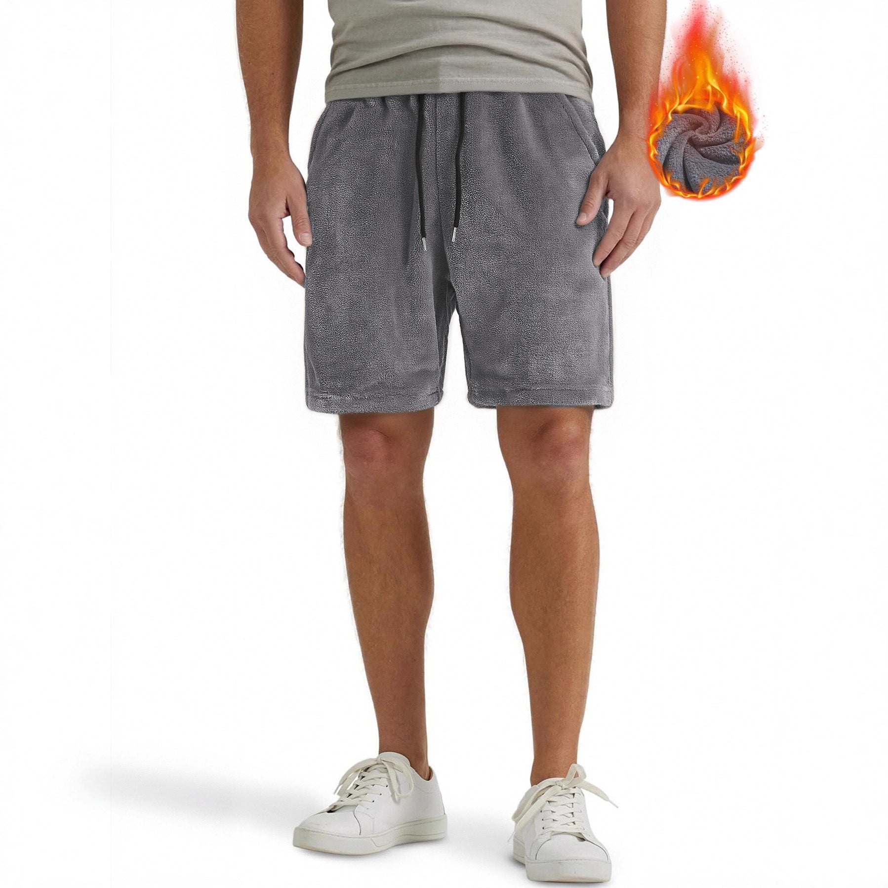 Homme SpringAutomn Coral-Fleece Sports-Style Casual Plus-Size Short