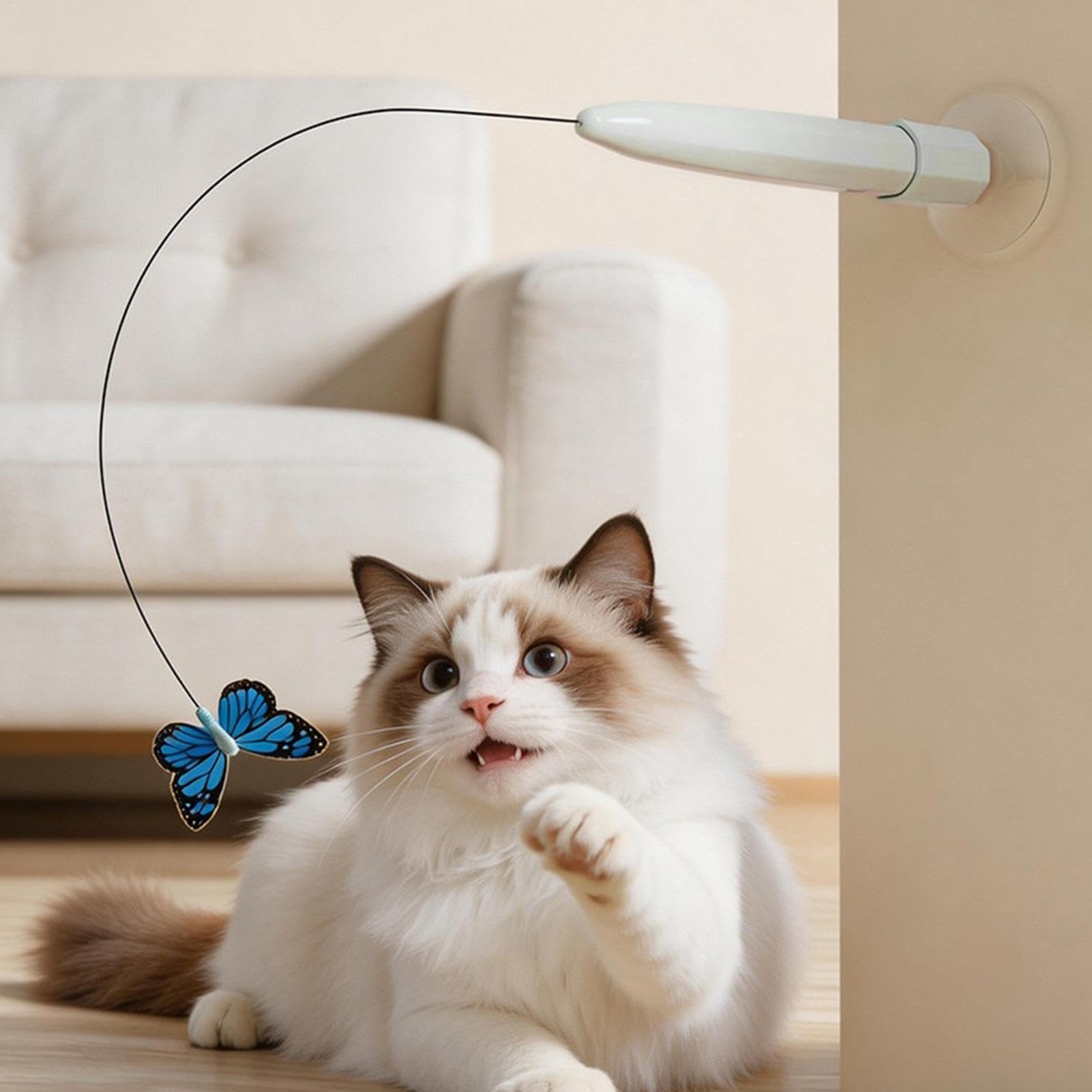 Butterfly Interactive Automatic Cat Teaser Wand Toys Coupe d'aspiration à Fl