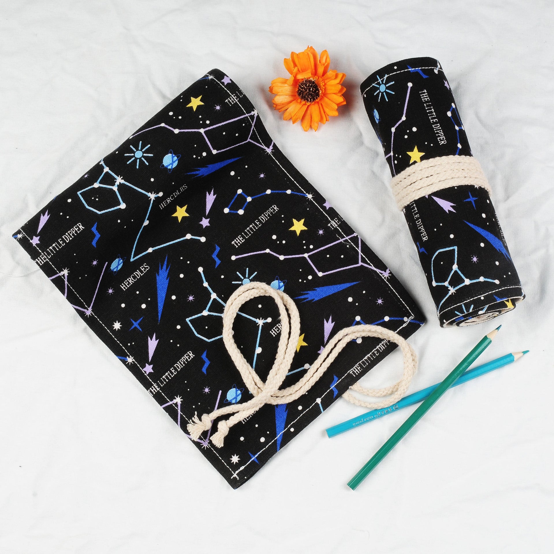 Cas de crayon créatif cas de crayon Plain Starry Sky stylo rideau Roll Crayon cas de couleur plomb