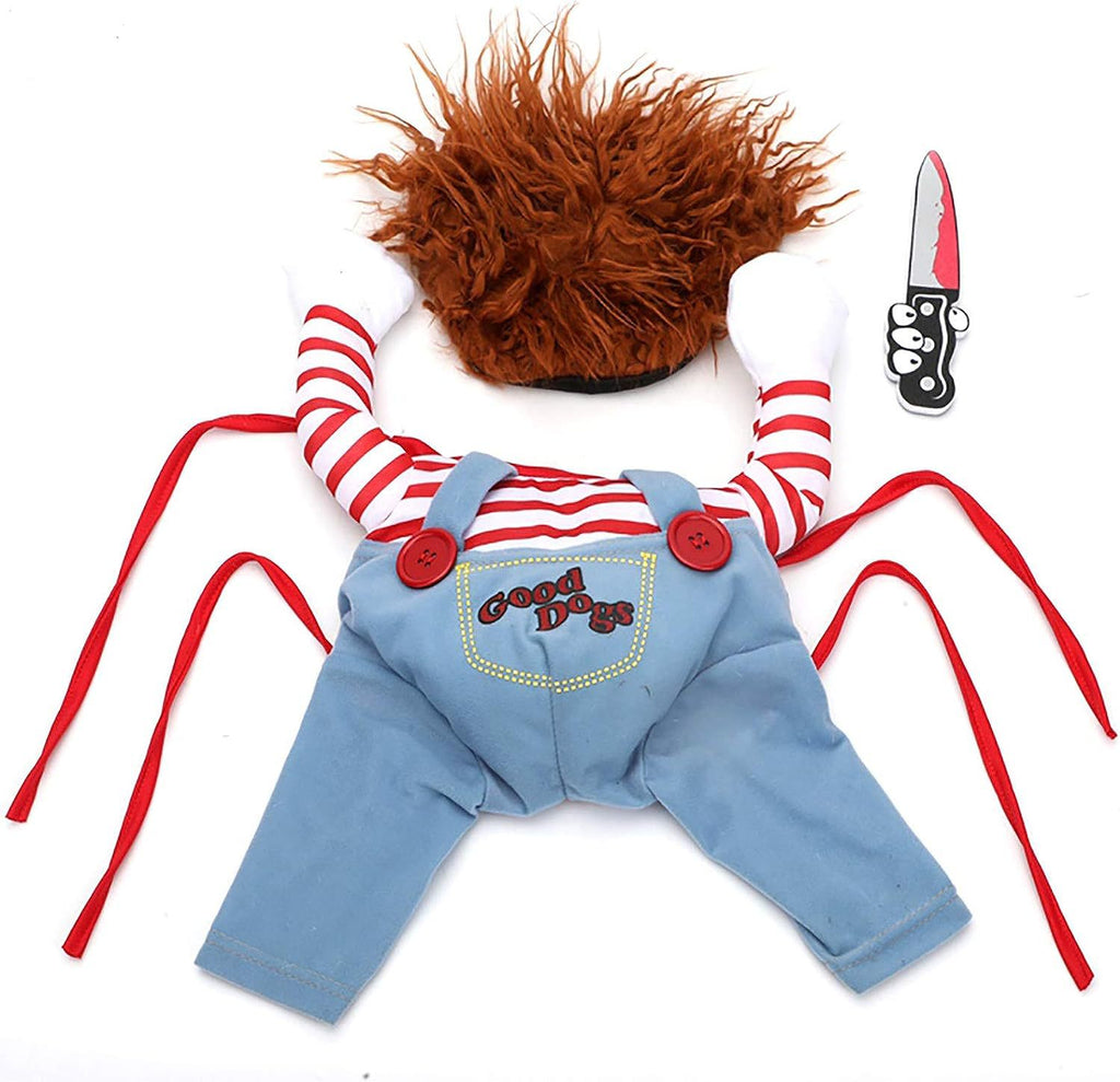 Pantalon à harnais rayé pour chiens et chats Harnais amusant avec couteau pour ensemble 3 pièces d'Halloween
