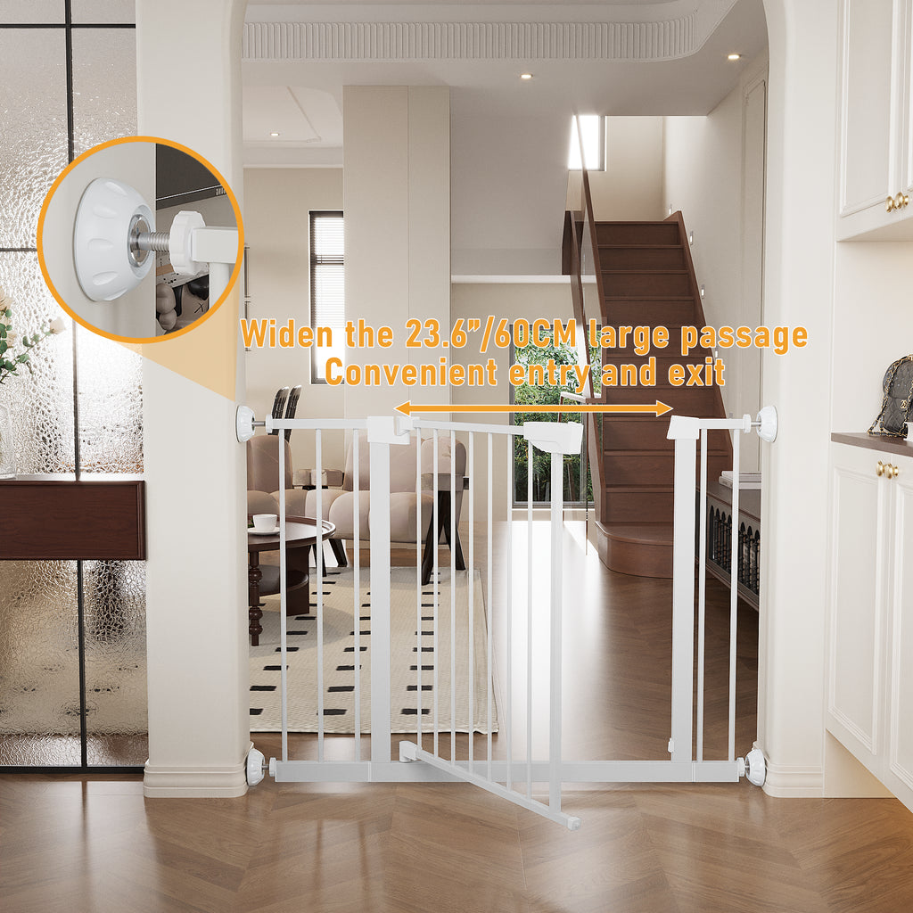 29,5-45,3" Wide Baby Gate avec protecteur mural pour escaliers
