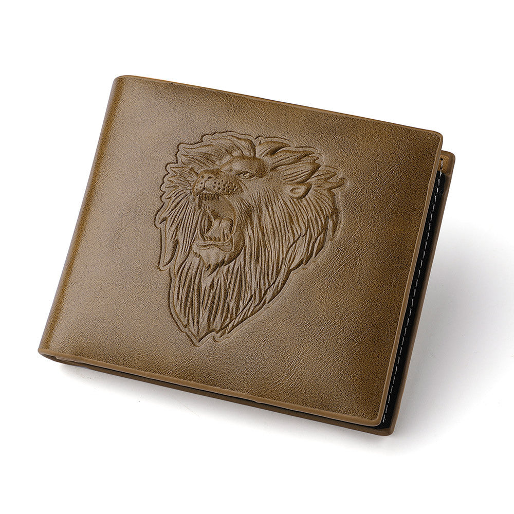 Zipper pour hommes Wallet Lion modèle Embossed Animal