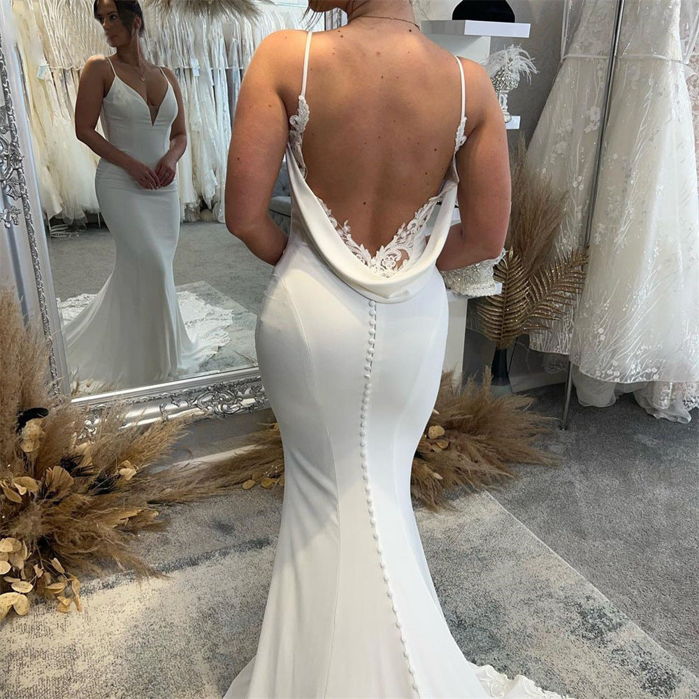 Robe de bienvenue à la trailer de style Mori Super Fairy Satin simple sans-fil