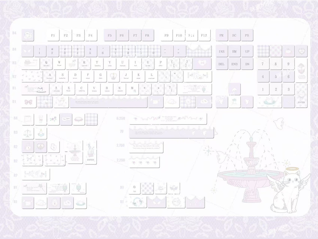 Meow Meow Hymn Keycaps dans les protéines violet et lavandelegant