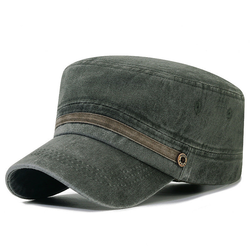 Chapeau de la Couronne plat lavé Respirant Protection solaire Casquette extérieure pour hommes