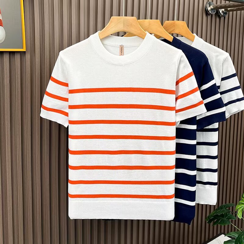 T-shirt à manches courtes rayé pour hommes