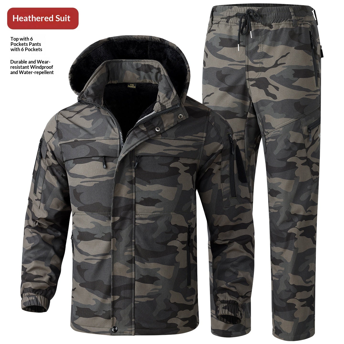 Veste et pantalons de brise-vent doublés de polaire pour hommes