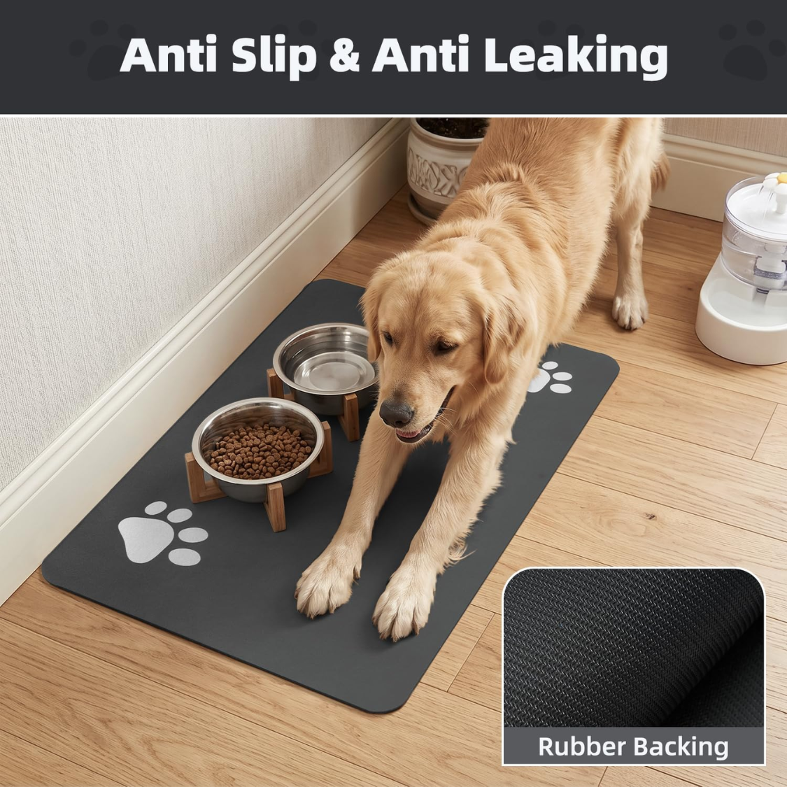 Nourriture pour animaux de compagnie Mat-Absorbent Dog Mat pour la nourriture et l'eau Bol No Stains Easy Clean Dog Food Ma