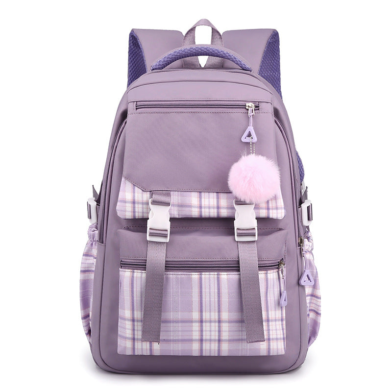 Sac à dos pour ordinateur multicouche simple couleur solide pour femmes