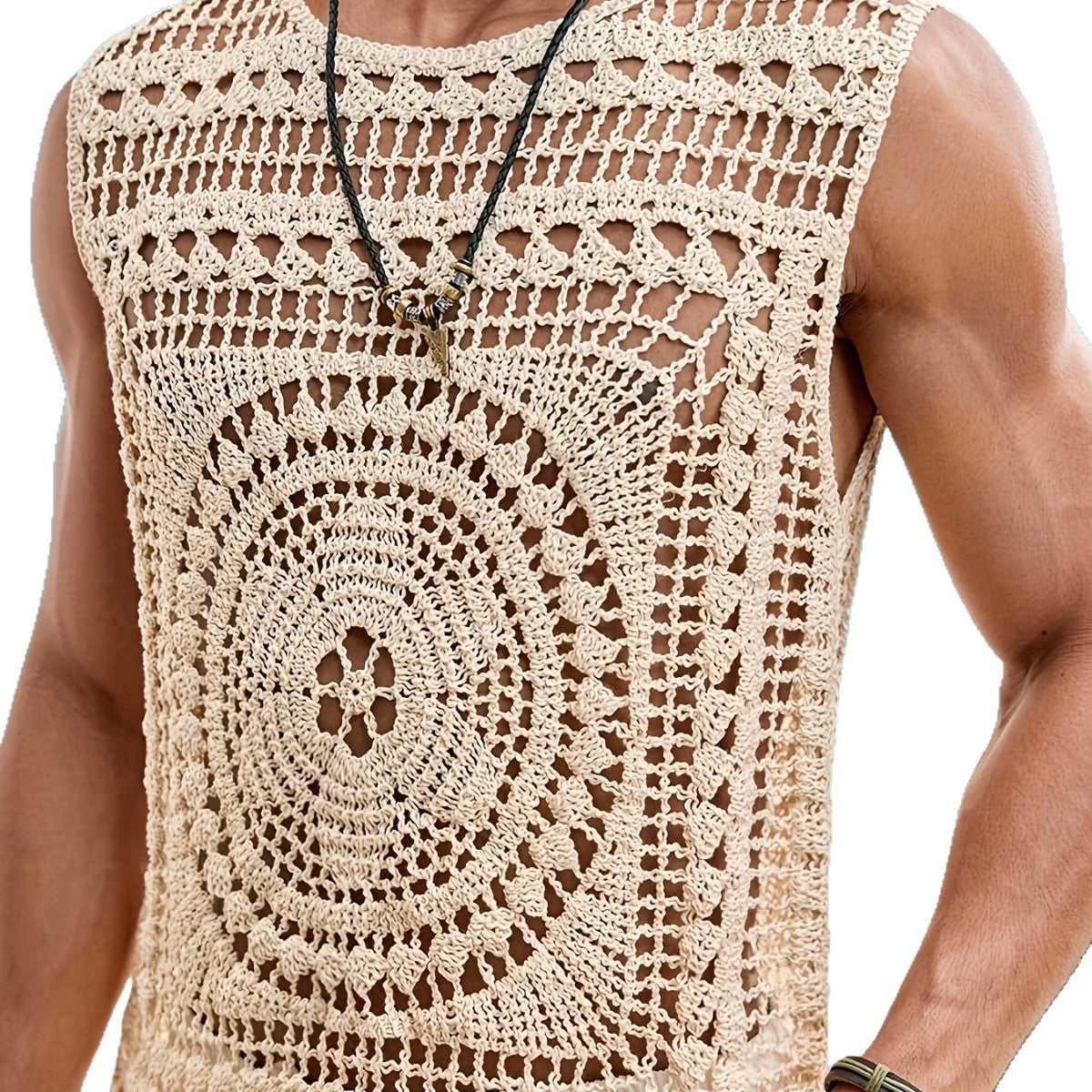 Hommes Casual élégant Solide-cou rond Col creux