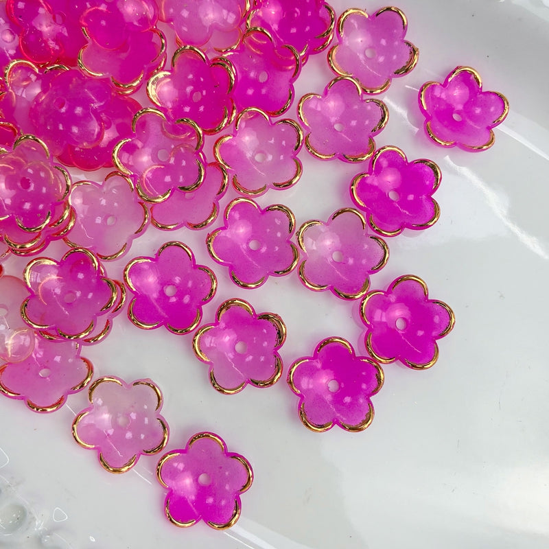 Perles de fleurs acryliques dorées à deux tons