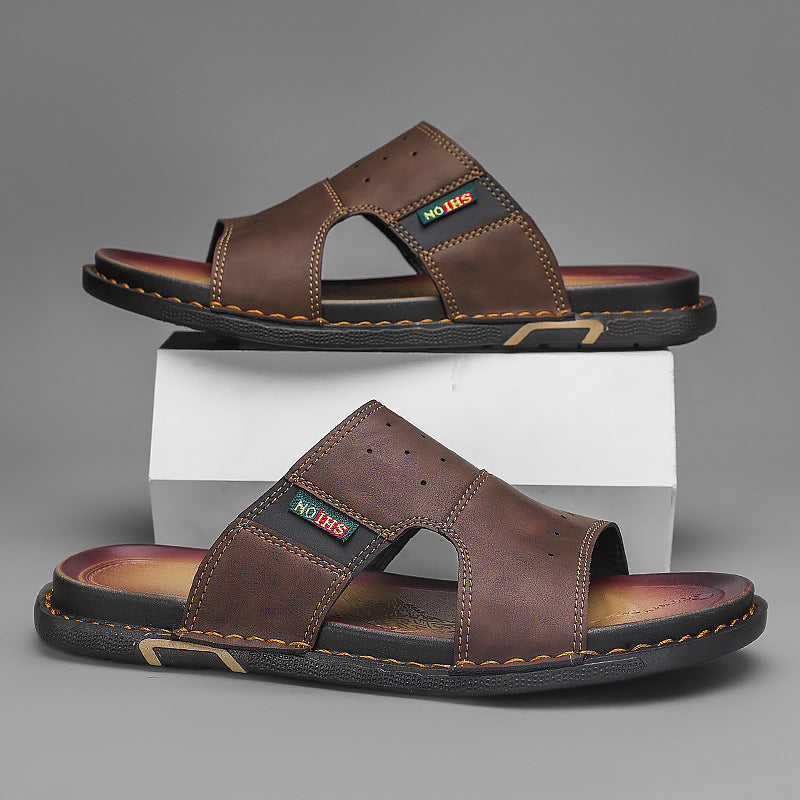 Hommes Outdoor Casual Sandales en cuir slip-on de plus en plus épaisses et élégantes