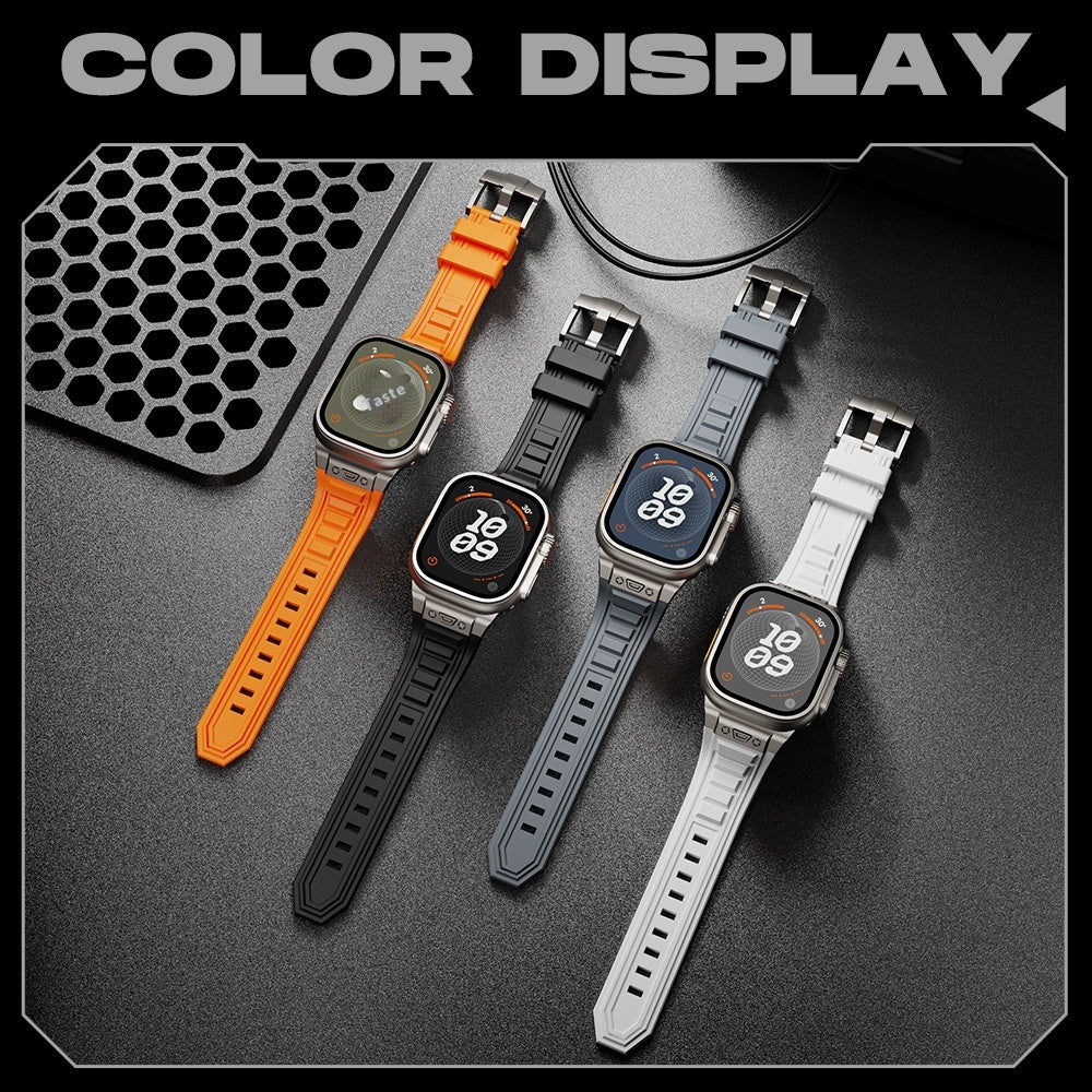 Cross Nail High Elastic Silicone Bracelet Iwatch1-9 Metal pliant boucle