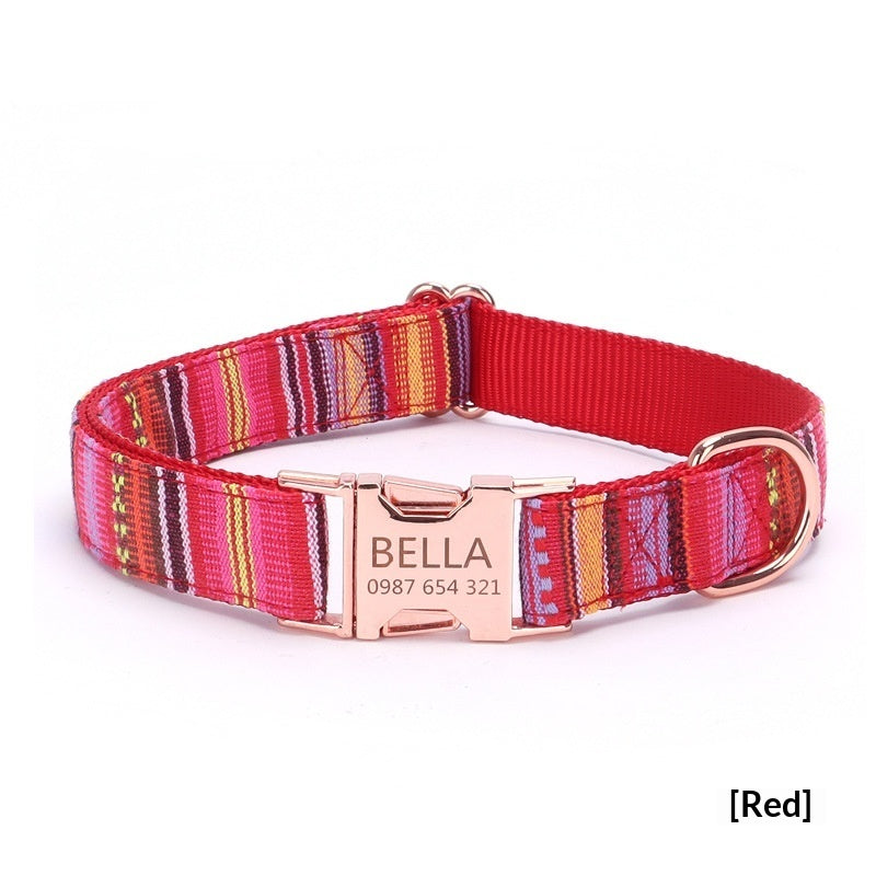 Collier à carreaux à rayures bohème en nylon personnalisé