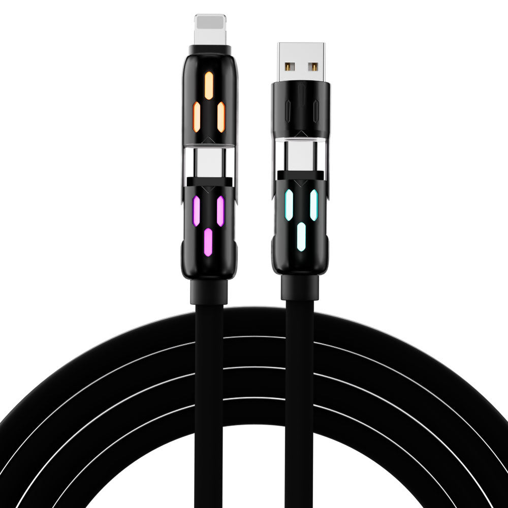 Adaptateur d'extension Real Silicone Data Câble de recharge de voiture quatre en un