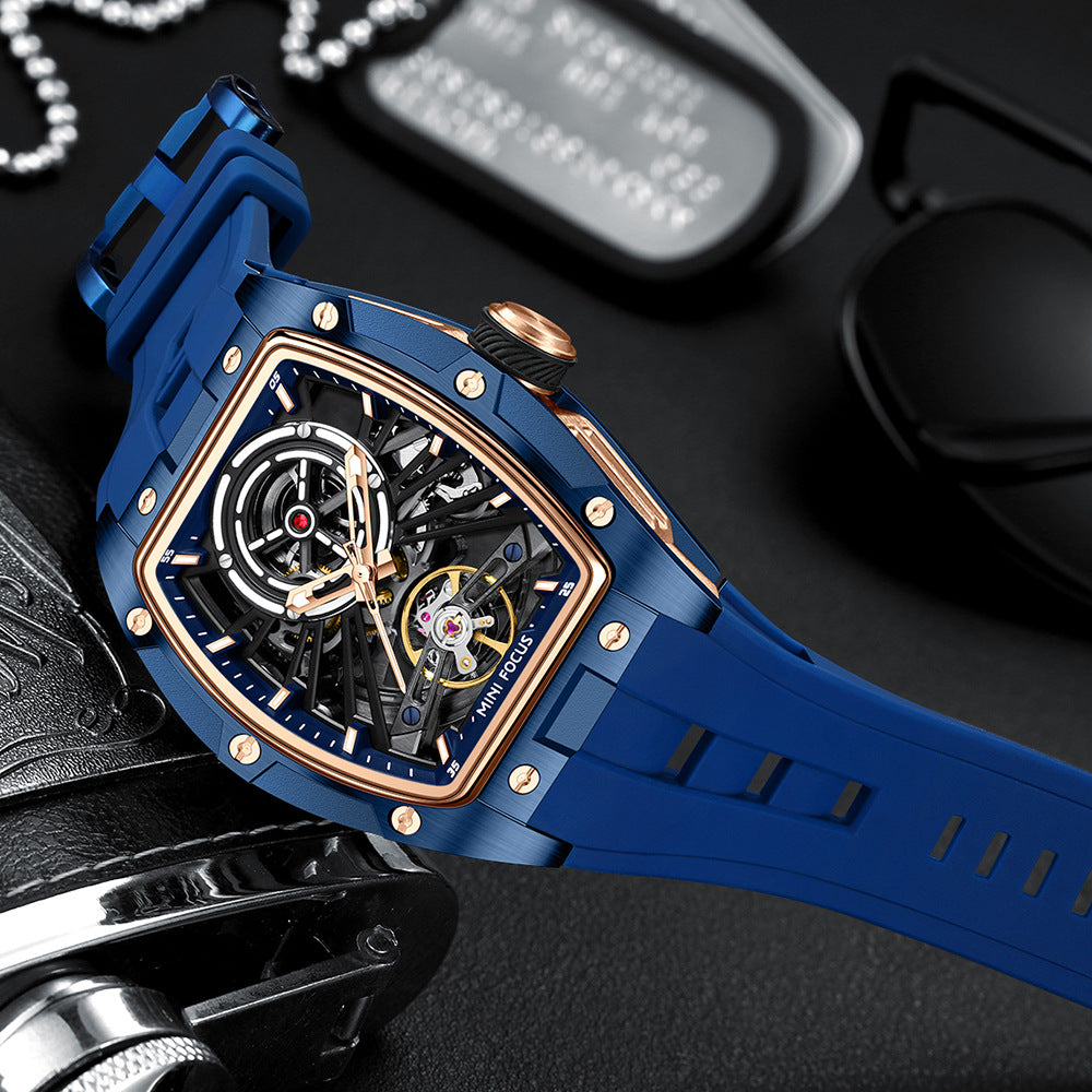 Boîtier en acier pour homme Montre mécanique automatique Full Hollow