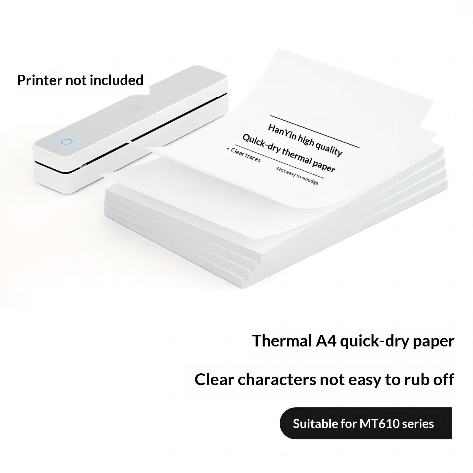 MT610 Imprimante thermique portable sans fil Bluetooth A4 pour documents maison et bureau