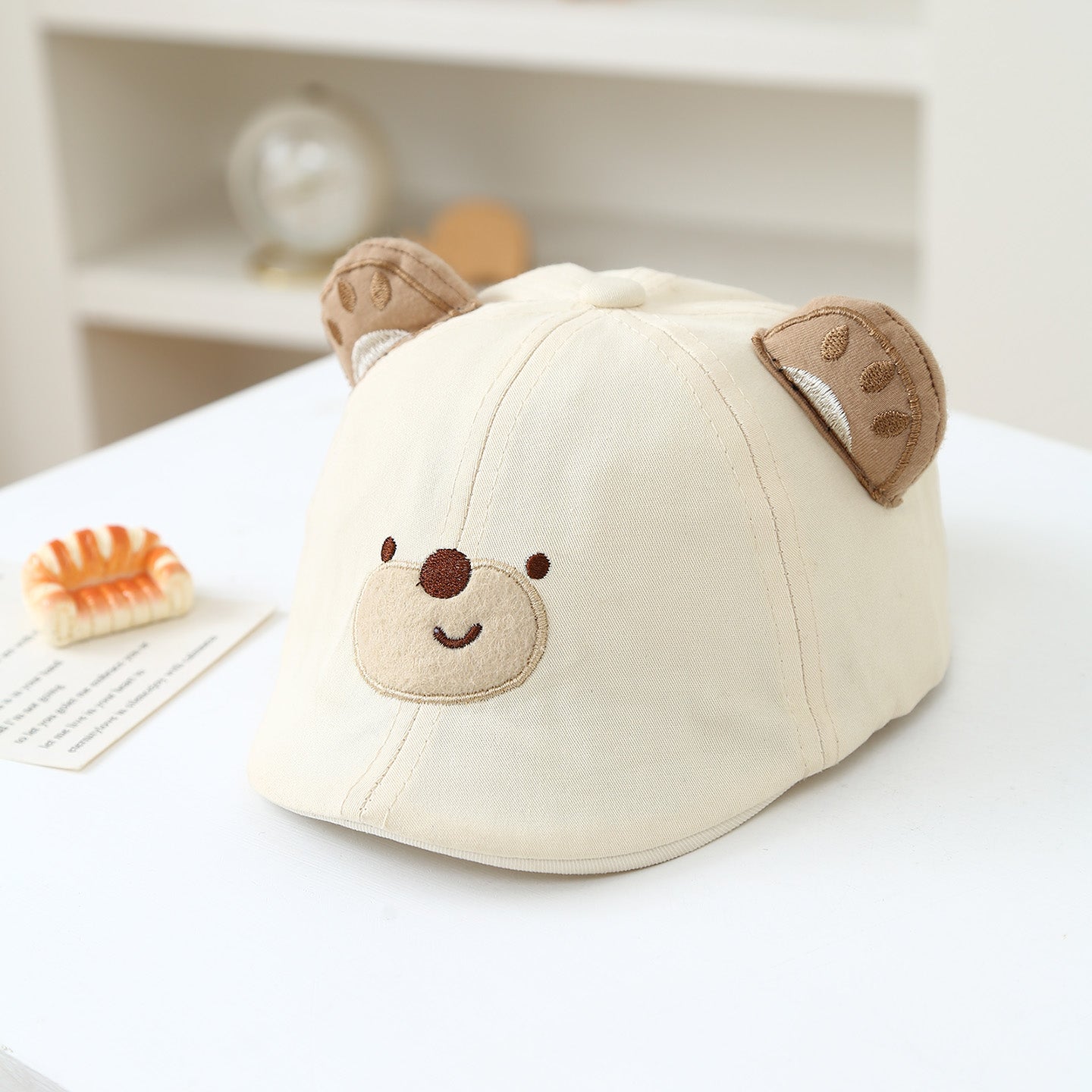 Garçon et fille caricature ours en peluche brodé trois dimensions Paw-print Bear oreilles en avant