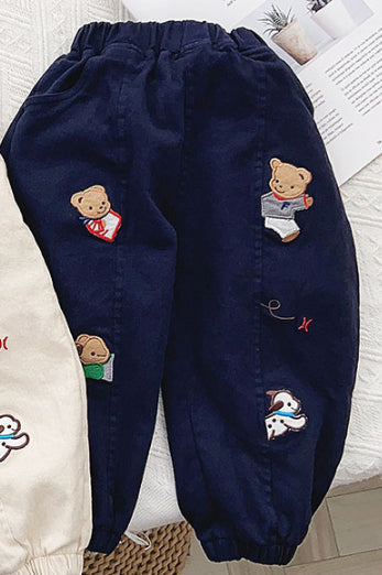 Garçons Pantalons avec Broderie Fun et Cuffed Hems