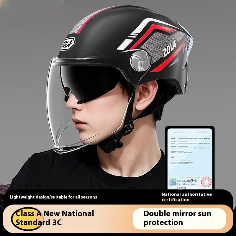 Moto de batterie pour hommes et femmes Quatre saisons Universal Sun Protection Half Helmet