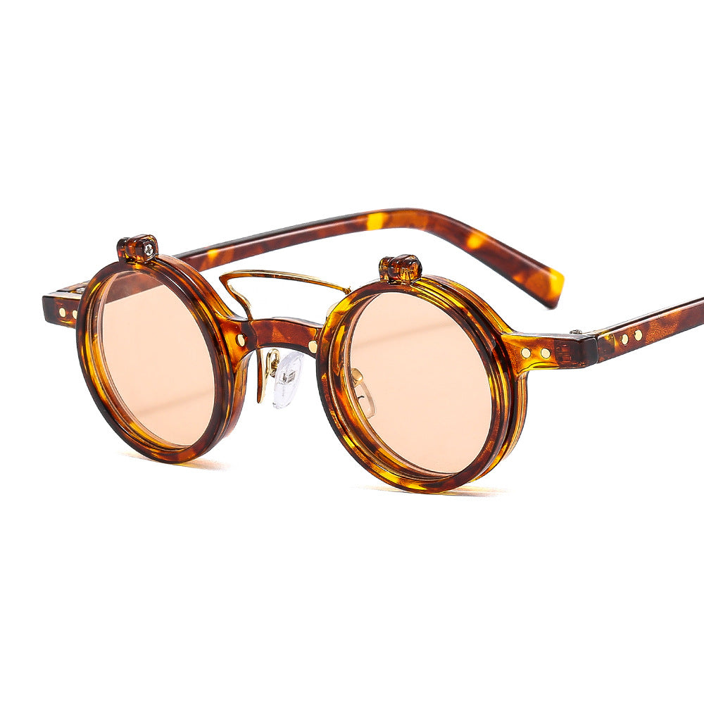 Lunettes de soleil Flip double couche à cadre rond
