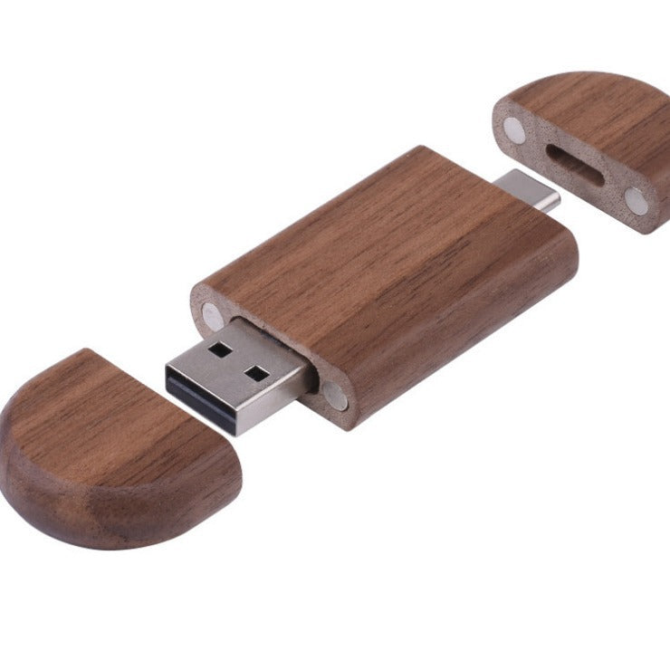 Boîte à érable en bois sculpté 2 en 1 téléphone portable U-disque TYPE-C