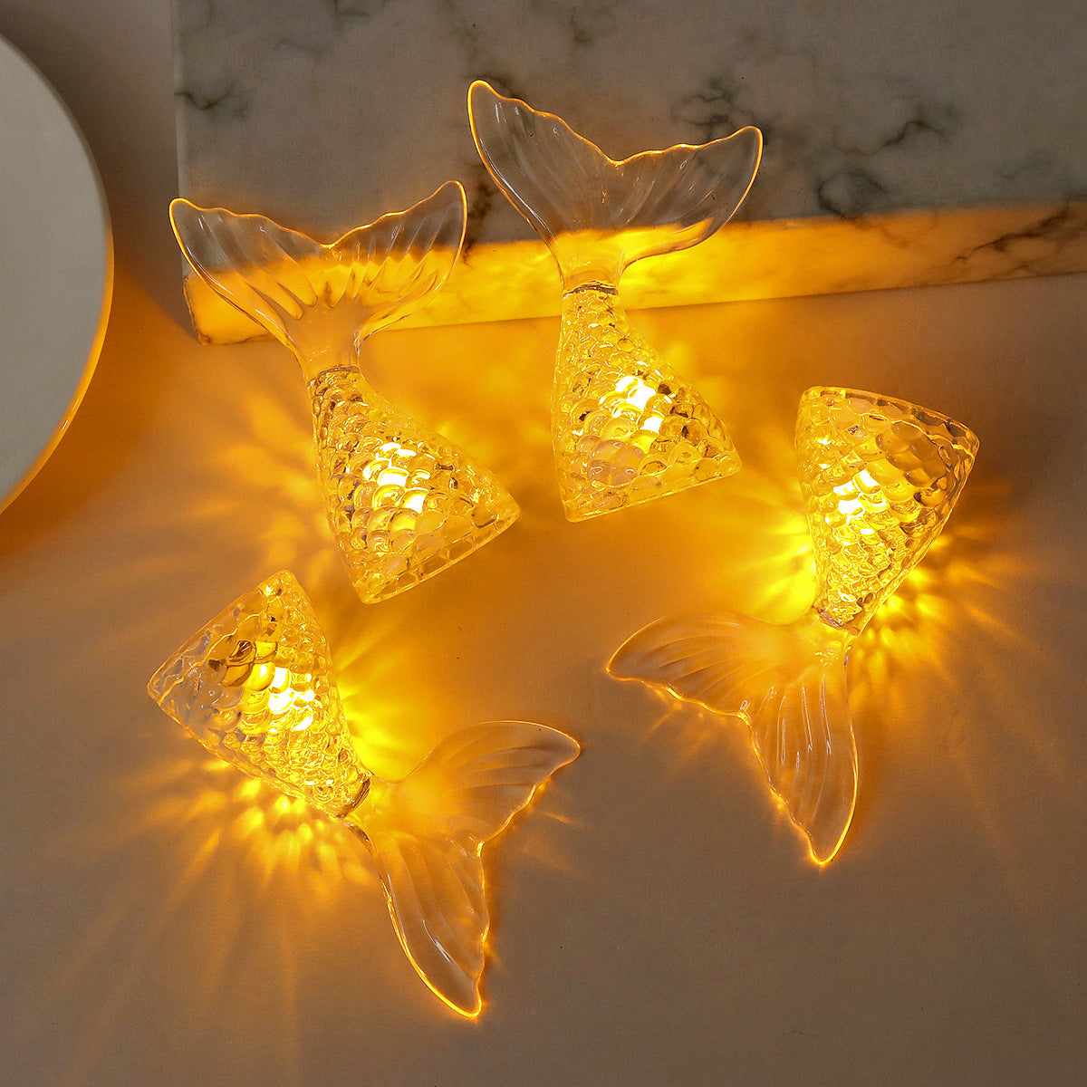 Bougie électronique lumière créative sirène lumineuse Tail Night Light Ins Ornements de bureau M