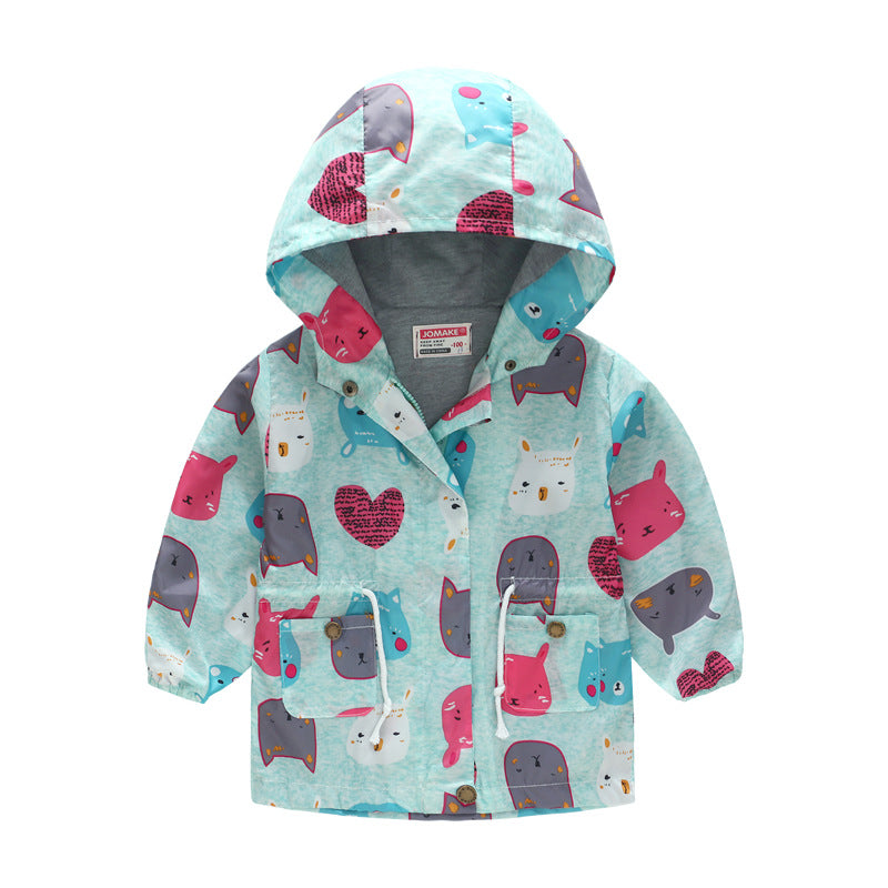 Le printemps et l'automne mince à capuche bébé mignon Zipper veste pour enfants