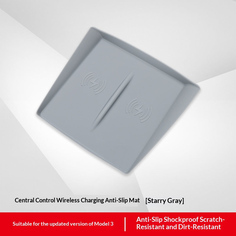 Pad en silicone pour recharger le téléphone sans fil sur la console du centre des voitures