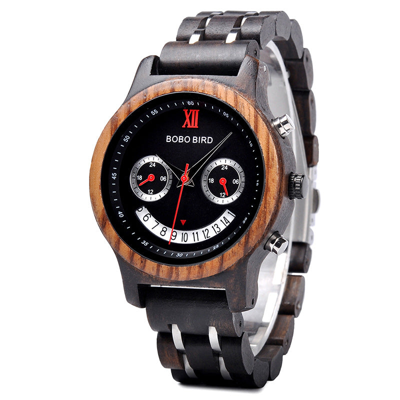 Montre à quartz en bois classique en bois