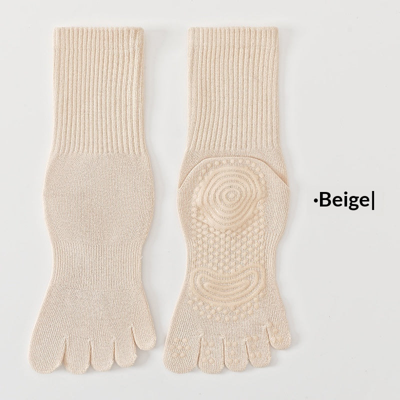 Chaussettes de yoga de printemps d'été à 5 Toe Mid-Calf