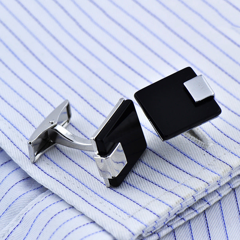 Boutons de manchette Business Black Agate