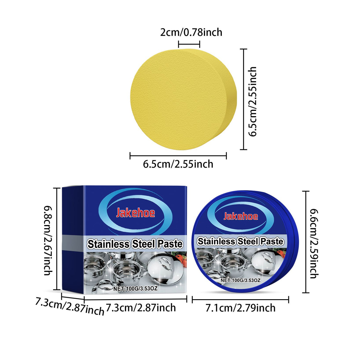 JAKEHOE Kit de pâte de nettoyage en acier inoxydable