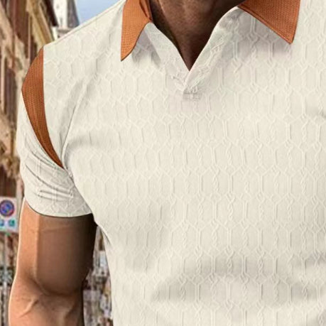 Chemise polo de couleur solide Jacquard pour homme